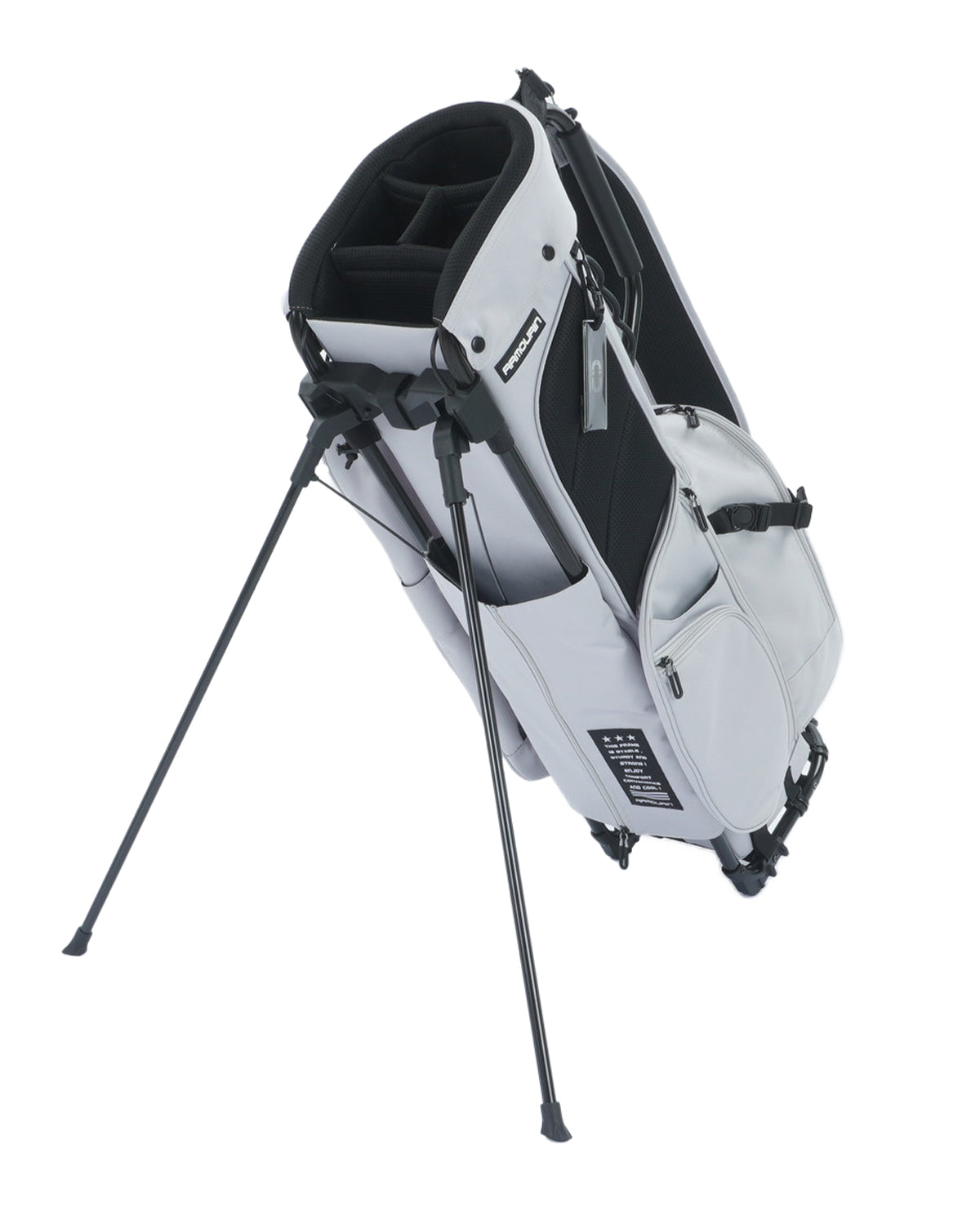 [ARMOURIN アーマーイン] ゴルフ キャディバッグ ブラックフレーム スタンド式 プロモデル 9.0型 グッドデザイン賞受賞 AFOシステム搭載 軽量