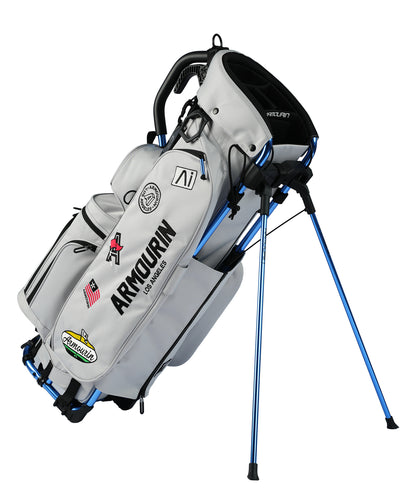 [ARMOURIN アーマーイン] ゴルフ キャディバッグ ブルーフレーム スタンド式 スタンダードモデル 9.0型 2026年最新 マグネットポケットモデル AFOシステム搭載 軽量