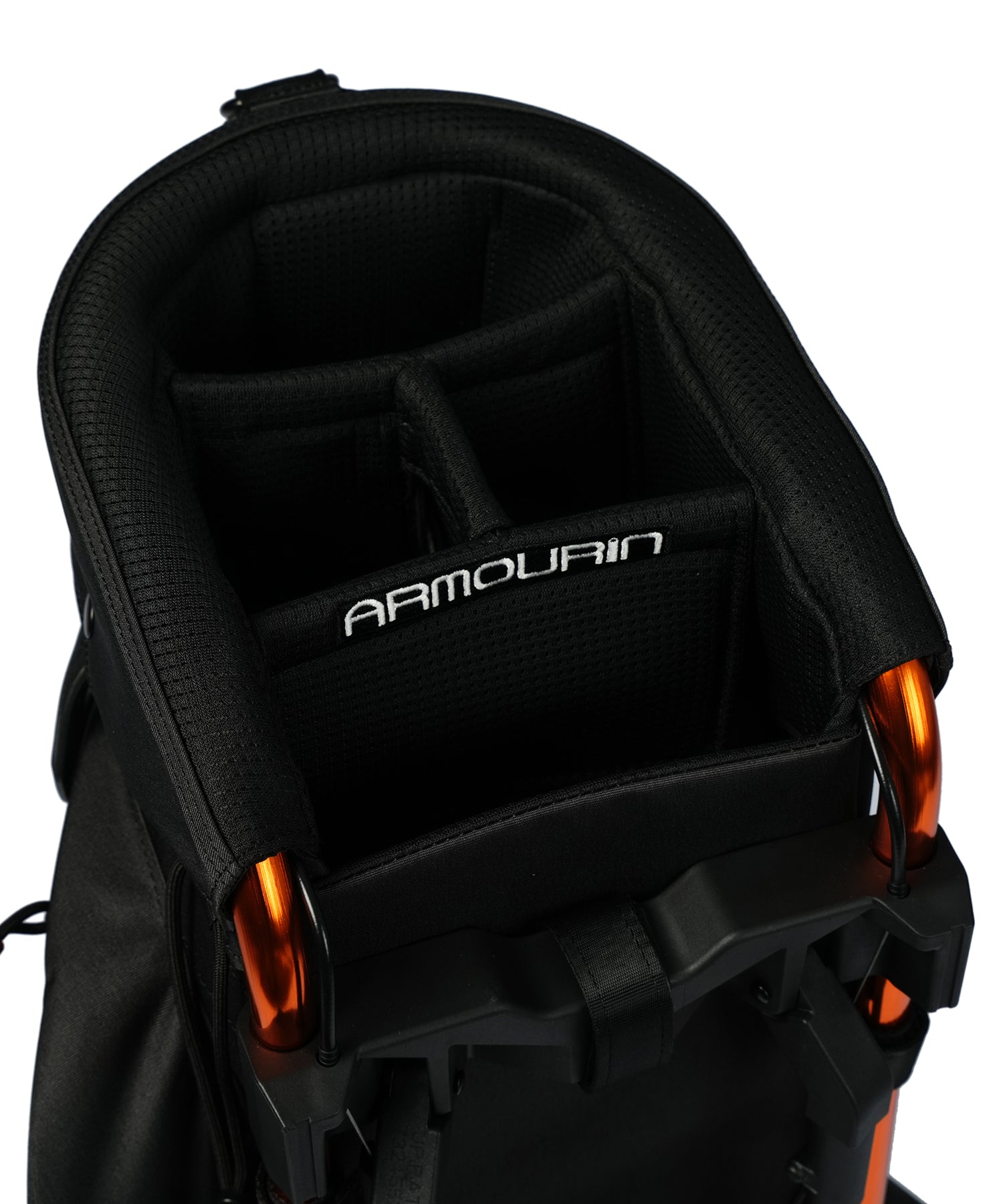 [ARMOURIN アーマーイン] ゴルフ キャディバッグ オレンジフレーム スタンド式 スタンダードモデル 9.0型 2026年最新 マグネットポケットモデル AFOシステム搭載 軽量
