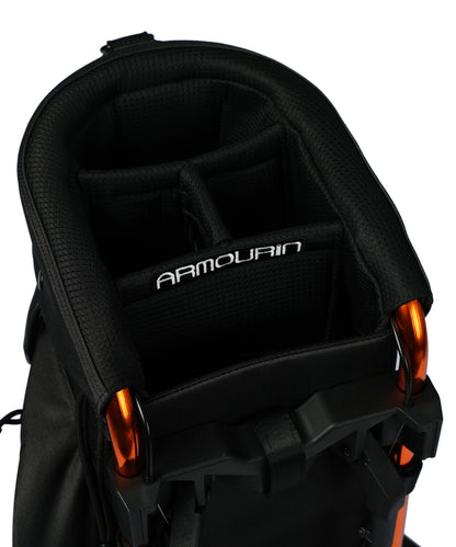 [ARMOURIN アーマーイン] ゴルフ キャディバッグ オレンジフレーム スタンド式 スタンダードモデル 9.0型 2026年最新 マグネットポケットモデル AFOシステム搭載 軽量