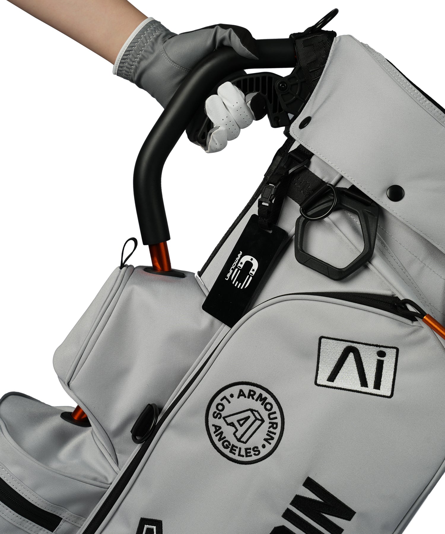 [ARMOURIN アーマーイン] ゴルフ キャディバッグ オレンジフレーム スタンド式 スタンダードモデル 9.0型 2026年最新 マグネットポケットモデル AFOシステム搭載 軽量