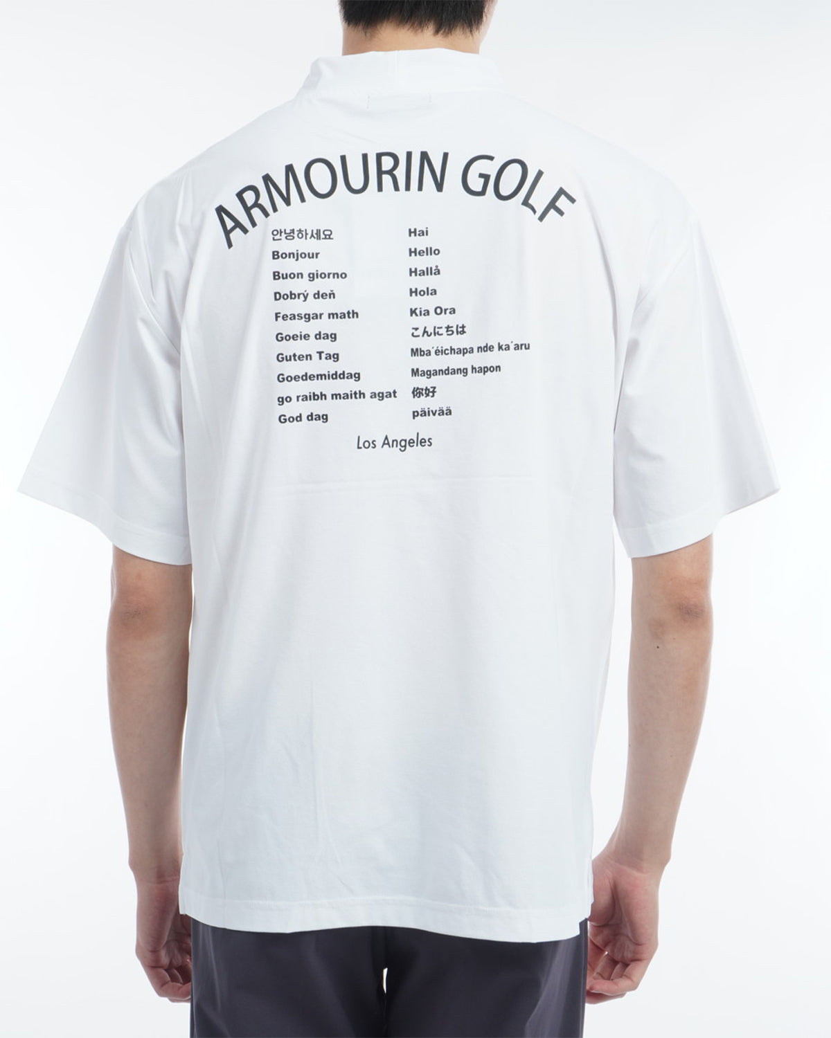 [ARMOURIN アーマーイン] メンズ Tシャツ モックネック ルーズフィット ワールド デザイン バックプリント 日本製