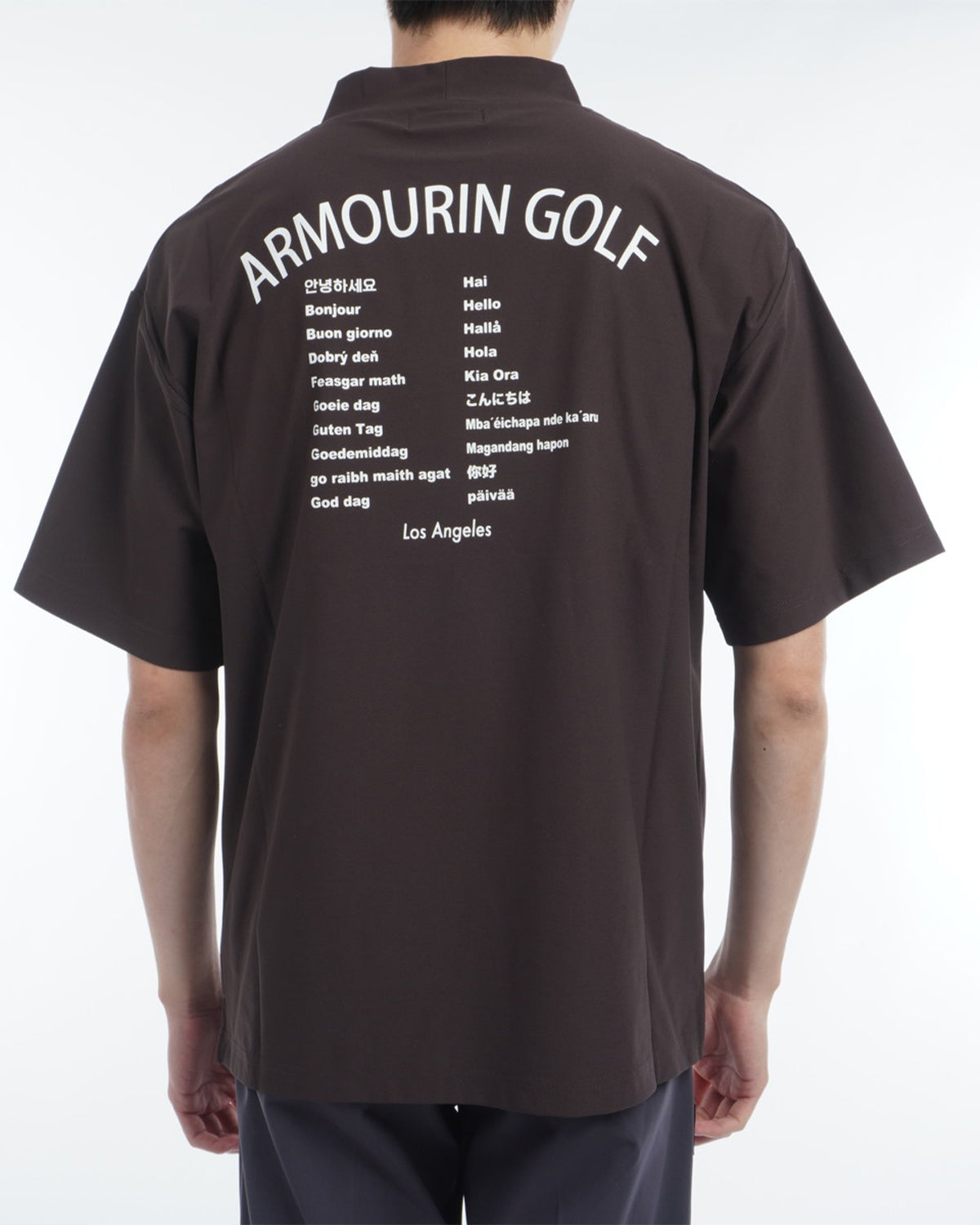[ARMOURIN アーマーイン] メンズ Tシャツ モックネック ルーズフィット ワールド デザイン バックプリント 日本製