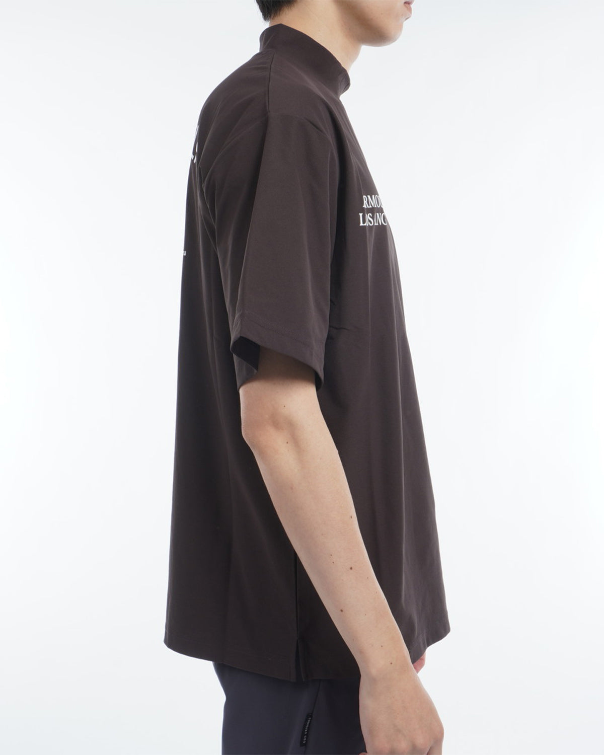 [ARMOURIN アーマーイン] メンズ Tシャツ モックネック ルーズフィット ワールド デザイン バックプリント 日本製