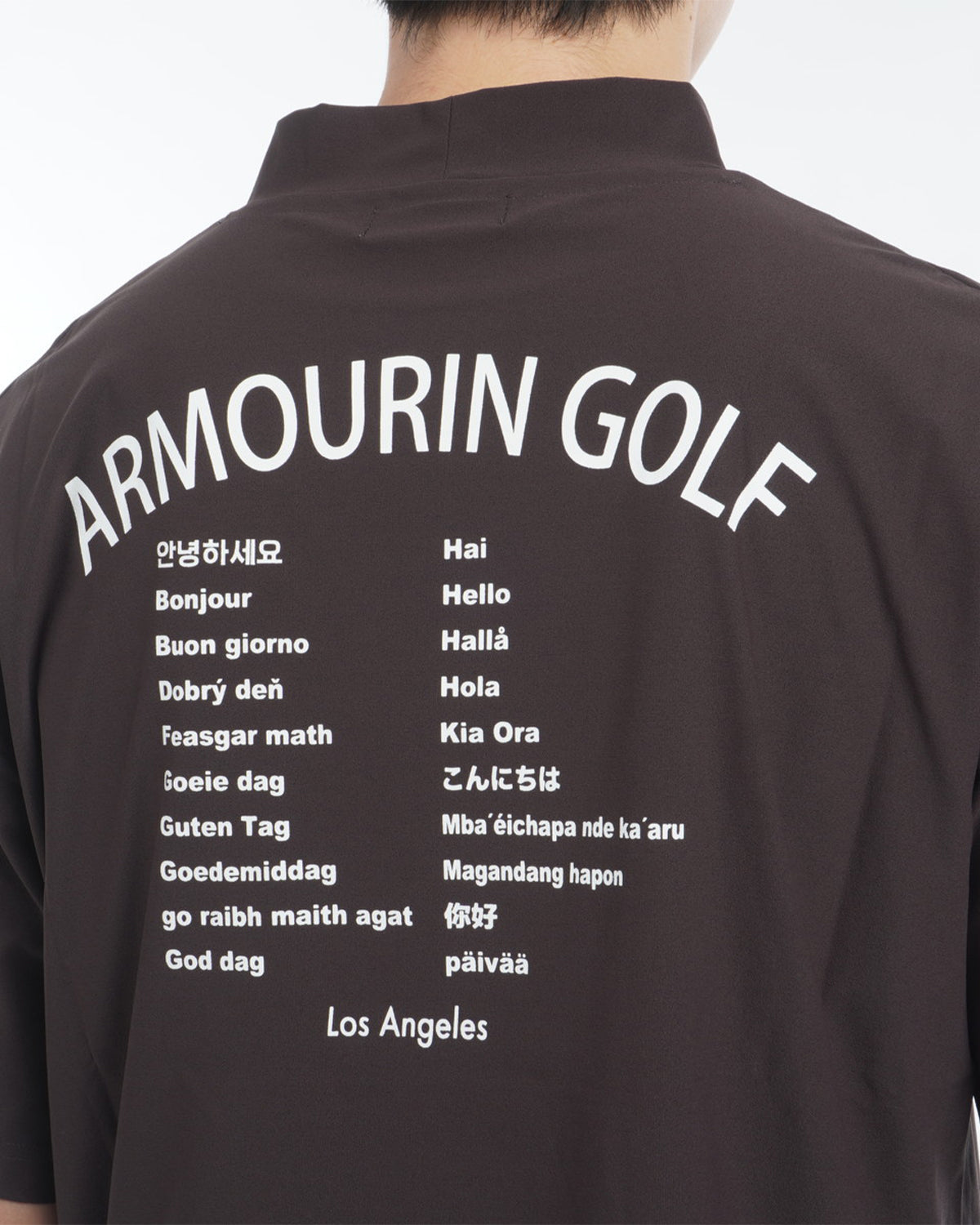 [ARMOURIN アーマーイン] メンズ Tシャツ モックネック ルーズフィット ワールド デザイン バックプリント 日本製
