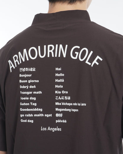 [ARMOURIN アーマーイン] メンズ Tシャツ モックネック ルーズフィット ワールド デザイン バックプリント 日本製