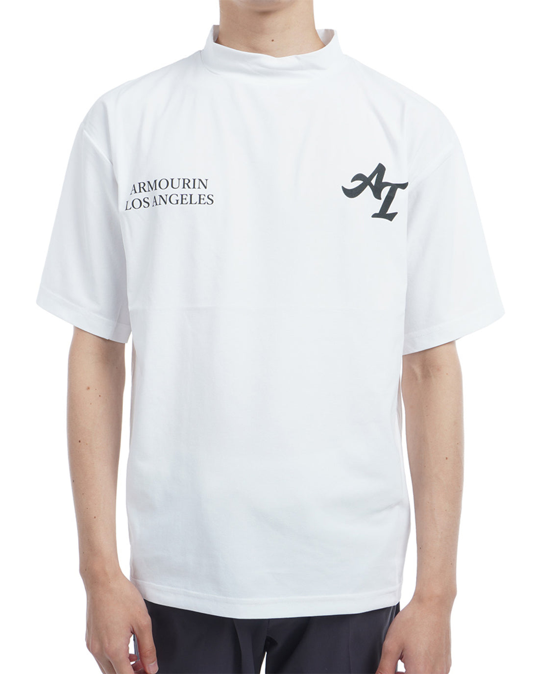 [ARMOURIN アーマーイン] メンズ Tシャツ モックネック ルーズフィット ワールド デザイン バックプリント 日本製