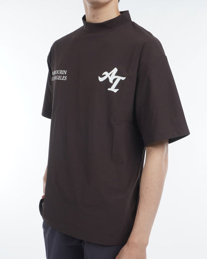 [ARMOURIN アーマーイン] メンズ Tシャツ モックネック ルーズフィット ワールド デザイン バックプリント 日本製