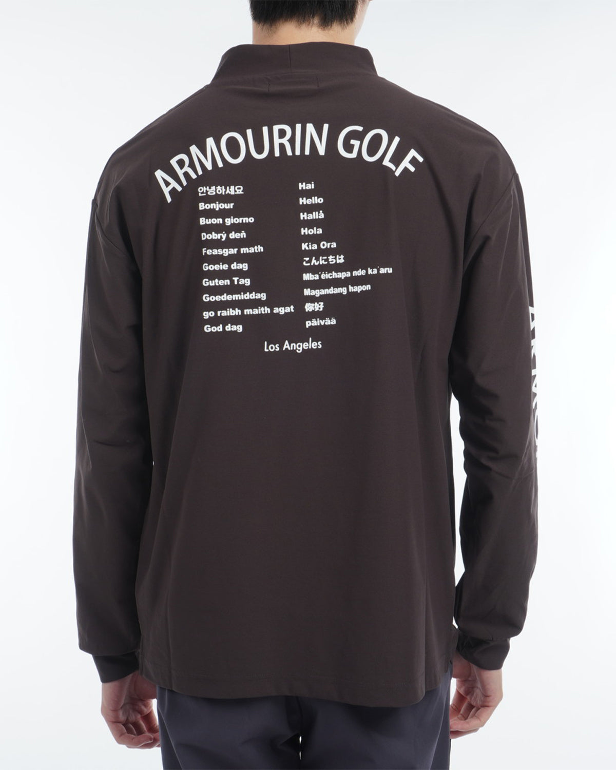 [ARMOURIN アーマーイン] メンズ Tシャツ 長袖 モックネック ルーズフィット バックプリント 袖プリント 日本製