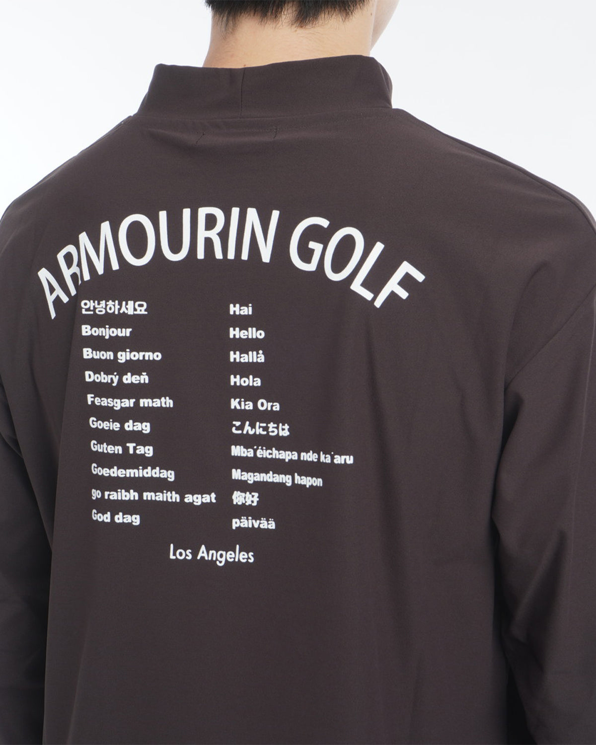 [ARMOURIN アーマーイン] メンズ Tシャツ 長袖 モックネック ルーズフィット バックプリント 袖プリント 日本製