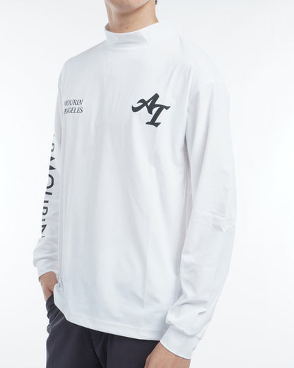 [ARMOURIN アーマーイン] メンズ Tシャツ 長袖 モックネック ルーズフィット バックプリント 袖プリント 日本製