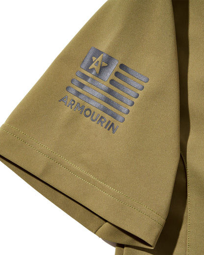 [ARMOURIN アーマーイン] メンズ ゴルフ ポロシャツ 吸湿速乾 UVカット ストレッチ スプリットラグラン 脇パネル 日本製生地
