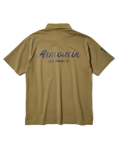 [ARMOURIN アーマーイン] メンズ ゴルフ ポロシャツ 吸湿速乾 UVカット ストレッチ スプリットラグラン 脇パネル 日本製生地